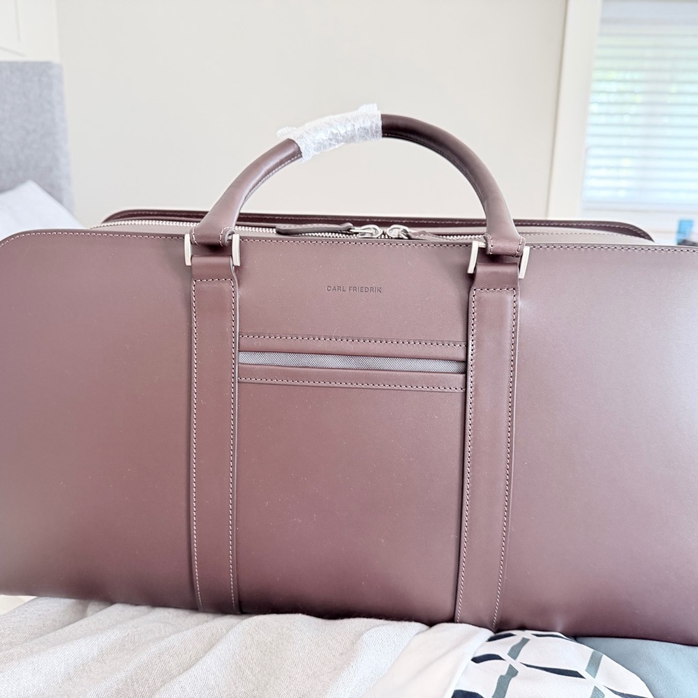 Carl Friedrik Elegant Brown Leather Duffel Bag